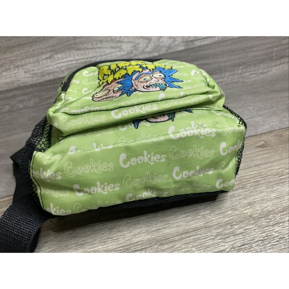 Cookies Rick & Morty Green/Black Small Crossbody Sling Bag Zip Pockets Strap